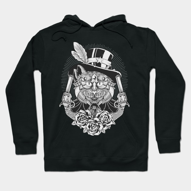 Cat Guns And Roses Hoodie by GODZILLARGE